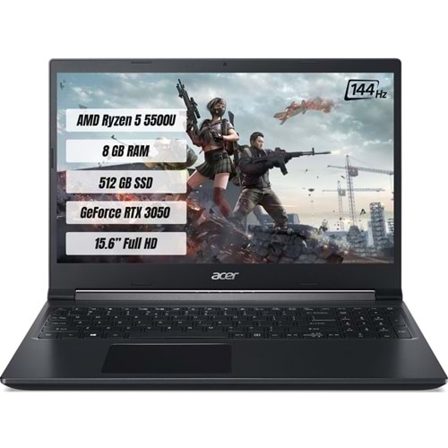 Acer Gaming Aspire 7 A-715-42G AMD Ryzen 5 5500U 8 GB Ram 512 GB m2 SSD RTX3050 Freedos 15.6