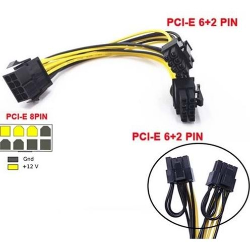 Pci-E 8 Pin Ekran Kartı Express Power Güç Çoklayıcı Y Kablosu 4880