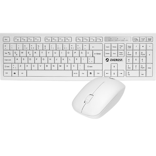 Everest KM-6121 Beyaz Kablosuz Q Slim Klavye + Mouse Set