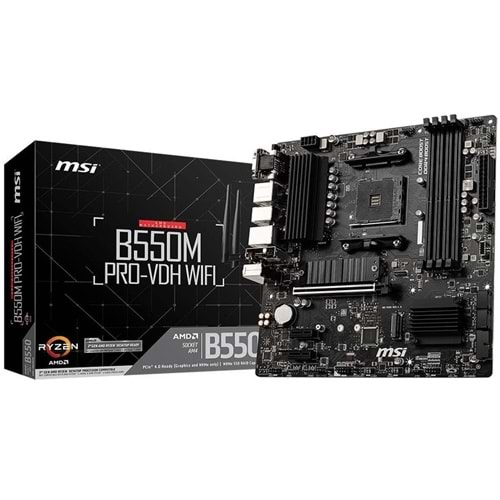 MSI B550M PRO-VDH AM4 DDR4 4400(OC) HDMI DP VGA M.2 USB3.2 MATX Anakart