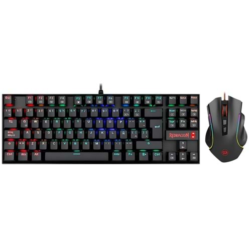 Redragon K552 Kumara Blue Switch Mekanik Klavye + M607 RGB Mouse