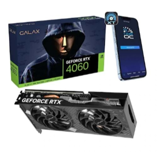 Galax NVIDIA GeForce RTX4060 GLX-46NSL8MD9NXV 8 GB 2xV2 Oc 1-Click 128 Bit Ekran Kartı