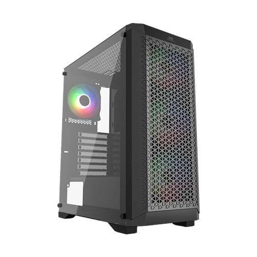 PowerBoost PB-PS5847B 600W USB 3.0 Tempered Glass Mesh RGB Fanlı ATX Mid Tower Gaming Kasa