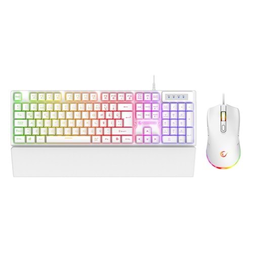 Rampage KM-RX7 Fortuna Beyaz Rainbow TR Q 8 Tuş 6400 DPI Klavye Mouse Set