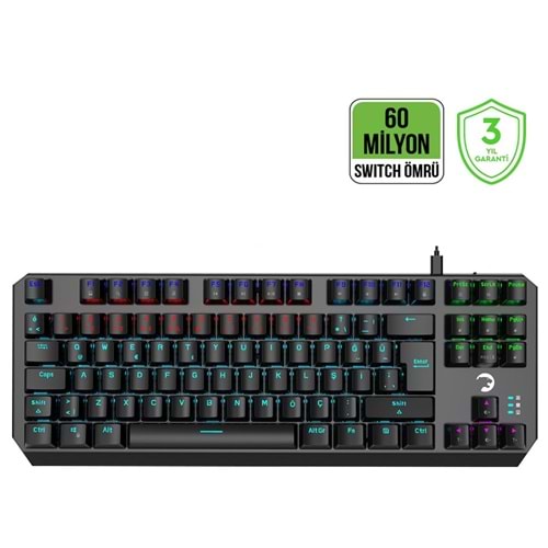 GamePower Overlord 60M Mekanik Kırmızı Switch Türkçe Q 88 Tuş USB Gaming Klavye