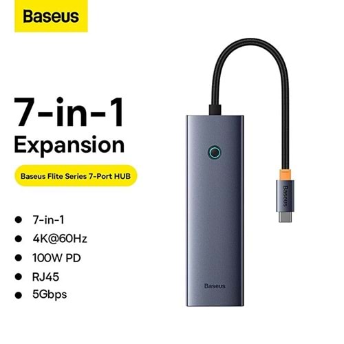 Baseus Ultrajoy 7 İN 1 Multifonksiyonel Uzay Gri Hub Adaptör