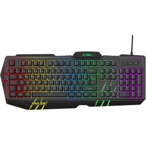 Claw's “ Claw's Raze RGB Yazılım & Harici G-Makro Tuşlu - Lazer Baskılı Özel ABS Materyal - Örgü Kablolu Membran Oyuncu Klavyesi