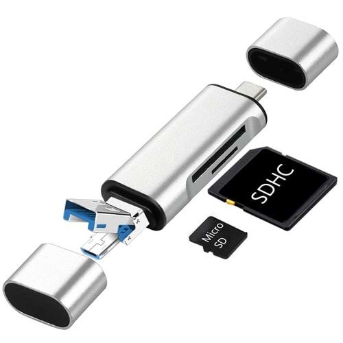 Type C Usb Kart Okuyucu Micro Sd Card Reader Çevirici Dönüştürücü Adaptör 4858