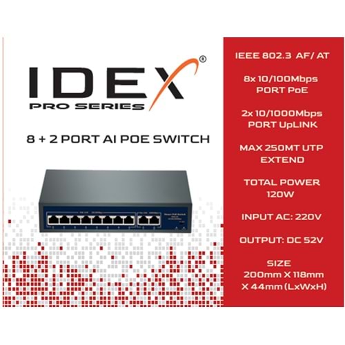 IDEX Pro ID-0820GBL-A 8+2 Gigabit Poe Switch