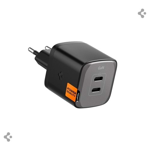 Spigen 45W USB-C 2 Port Mini Hızlı Şarj Aleti Samsung PPS 2.0 / Isı Düşürücü GaN III Akım Korumalı PD 3.0 Protokol Güç Adaptörü