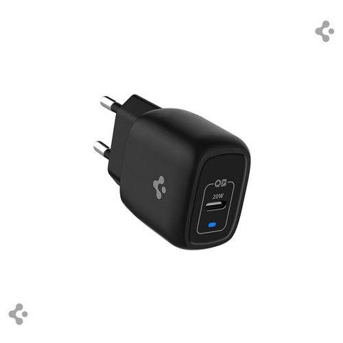 Spigen 20W USB-C Mini Hızlı Şarj Aleti/Şarj Isısını Düşürür GaN Destekli Akım Korumalı Güç Adaptörü iPhone & Android