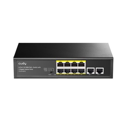 CUDY 8Port 10-100M PoE+2GB Up 80W Switch FS1010PG