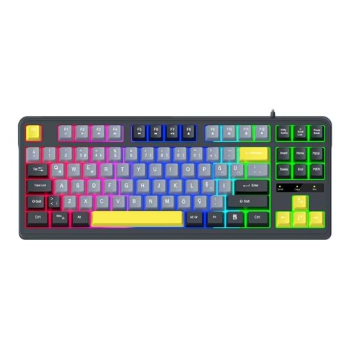 James Donkey JDK87 Rainbow Mekanik Hisli Membran Türkçe Q Gaming 88 Tuş Siyah Klavye