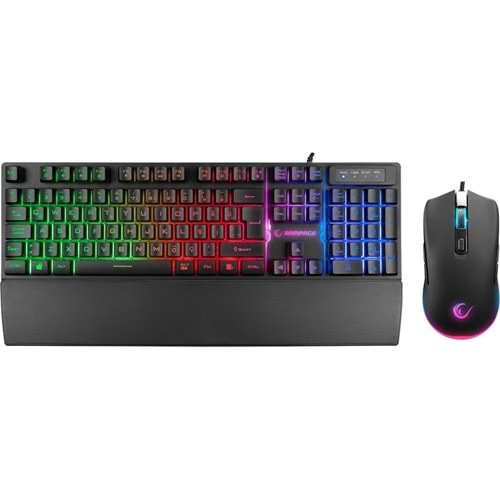 Rampage KM-RX7 FORTUNA Gökkuşağı Aydınlatmalı USB Gaming Combo Q Gaming Klavye + 6400 dpi Mouse