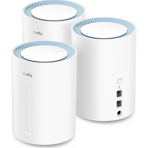 Cudy M1200 3-Pack AC1200MBPS 2.4ghz/5ghz Ap/re/wısp Mu-Mımo Kablosuz 3'lü Mesh Wi-Fi Sistemi - Beyaz