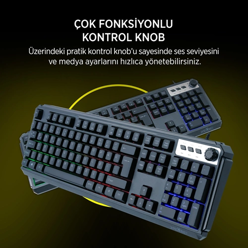 James Donkey JDK104 Rainbow Membran Türkçe Q Gaming 104 Tuş Siyah Klavye
