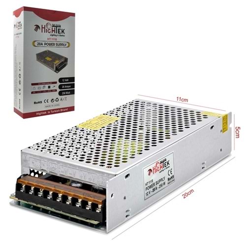 Hıghtek Ht-1118 Metal Kasa Adaptör 12 Volt 20 Amper