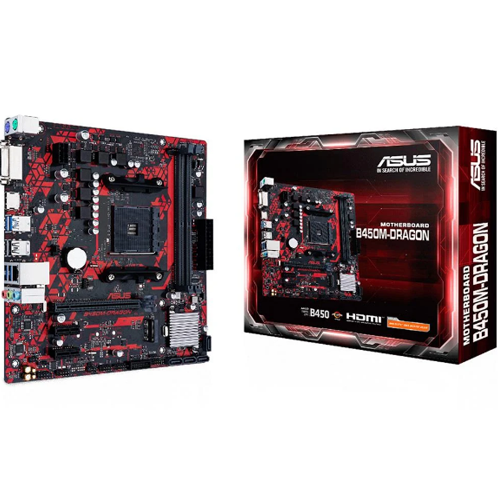 ASUS B450M DRAGON 4400MHz(OC) DDR4 Soket AM4 M.2 HDMI DVI mATX Anakart