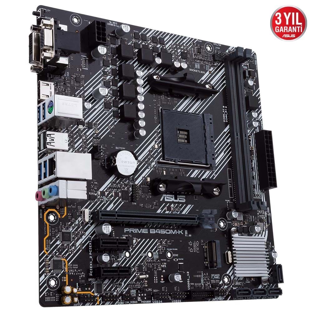 ASUS PRIME B450M-K II 4400MHz (OC) DDR4 SOKET AM4 D-Sub DVI-D HDMI M.2 mATX Anakart