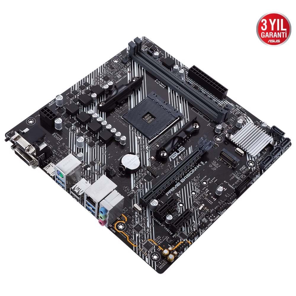 ASUS PRIME B450M-K II 4400MHz (OC) DDR4 SOKET AM4 D-Sub DVI-D HDMI M.2 mATX Anakart