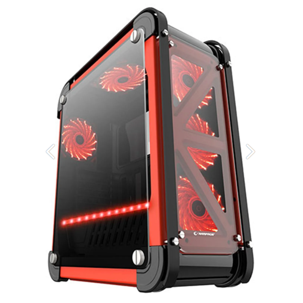Rampage Castle Siyah/kırmızı 4*12cm Rgb Fan Led Şeritli Temper Glass Çelik Gövdeli Oyuncu Kasa