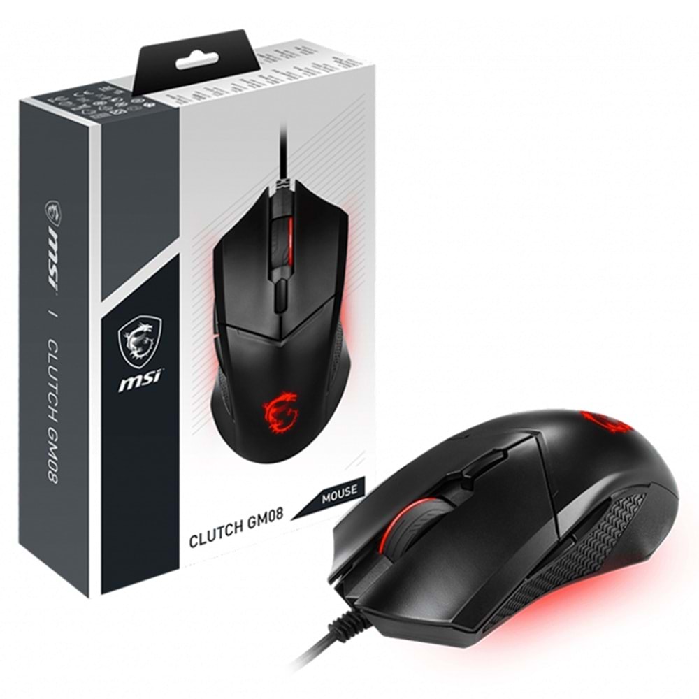MSI Clutch GM08 3200DPI (Yazılım ile 4200DPI) 6 Tuş USB Optik Kablolu Gaming (Oyuncu) Mouse