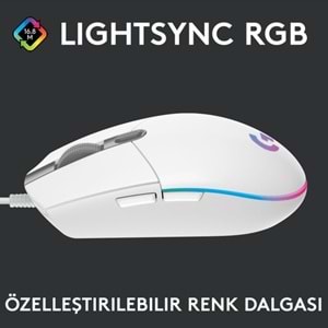 Logitech G G102 LIGHTSYNC RGB Aydınlatmalı 8.000 DPI Kablolu Oyuncu Mouse - Beyaz