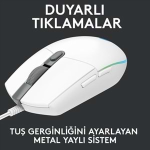 Logitech G G102 LIGHTSYNC RGB Aydınlatmalı 8.000 DPI Kablolu Oyuncu Mouse - Beyaz