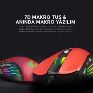 Rampage SMX-R33 Lımbo Makrolu Siyah/kırmızı 6400DPI Rgb Ledli Gaming Oyuncu MouseRampage