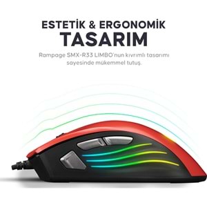 Rampage SMX-R33 Lımbo Makrolu Siyah/kırmızı 6400DPI Rgb Ledli Gaming Oyuncu MouseRampage