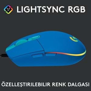Logitech G G102 LIGHTSYNC RGB Aydınlatmalı 8.000 DPI Kablolu Oyuncu Mouse - Mavi
