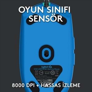 Logitech G G102 LIGHTSYNC RGB Aydınlatmalı 8.000 DPI Kablolu Oyuncu Mouse - Mavi
