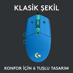Logitech G G102 LIGHTSYNC RGB Aydınlatmalı 8.000 DPI Kablolu Oyuncu Mouse - Mavi