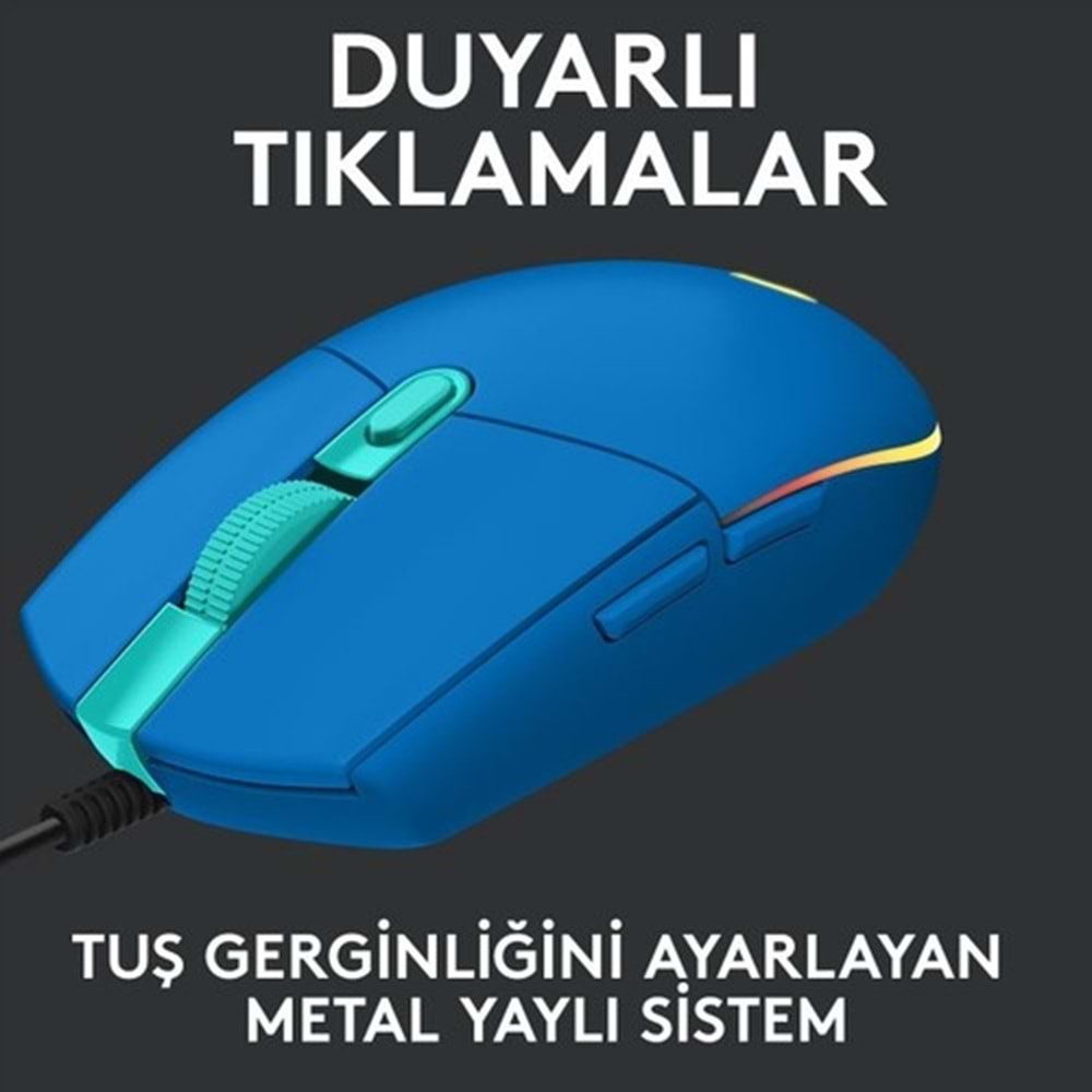 Logitech G G102 LIGHTSYNC RGB Aydınlatmalı 8.000 DPI Kablolu Oyuncu Mouse - Mavi