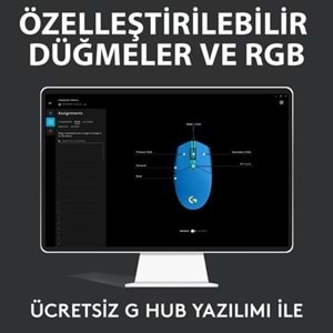 Logitech G G102 LIGHTSYNC RGB Aydınlatmalı 8.000 DPI Kablolu Oyuncu Mouse - Mavi
