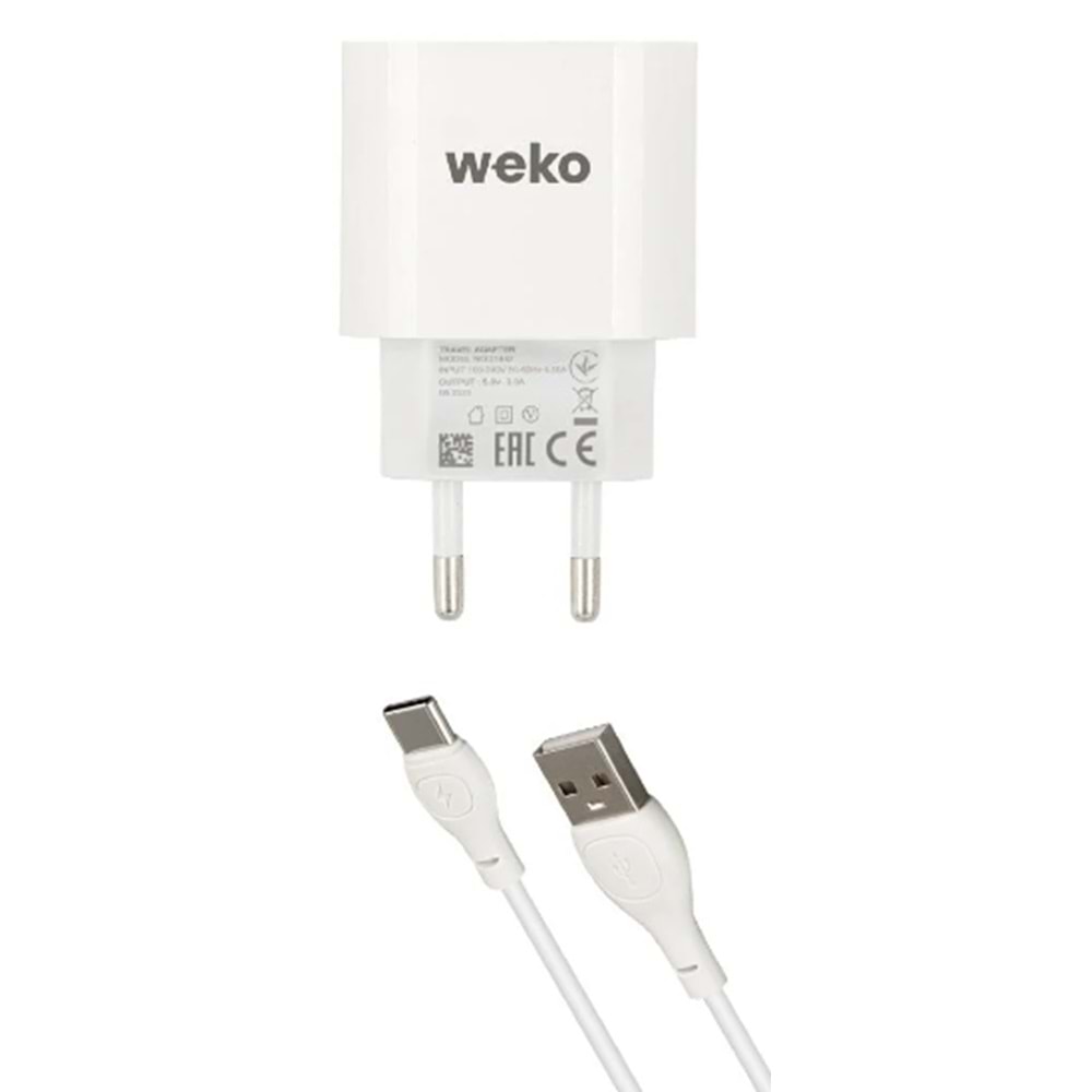 WEKO WK-21442 PDU QC 3.0 AMPER ŞARJ BAŞLIK ADAPTÖRÜ + TYPE-C KABLO