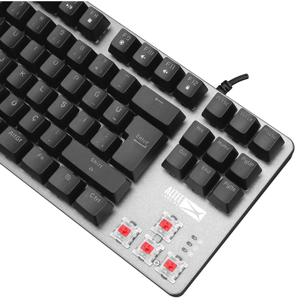 Altec Lansing ALGK8404GR Siyah/Gümüş Red Switch Rainbow 87 Tuşlu Süper Kompakt Mekanik Gaming (Oyuncu) Klavye