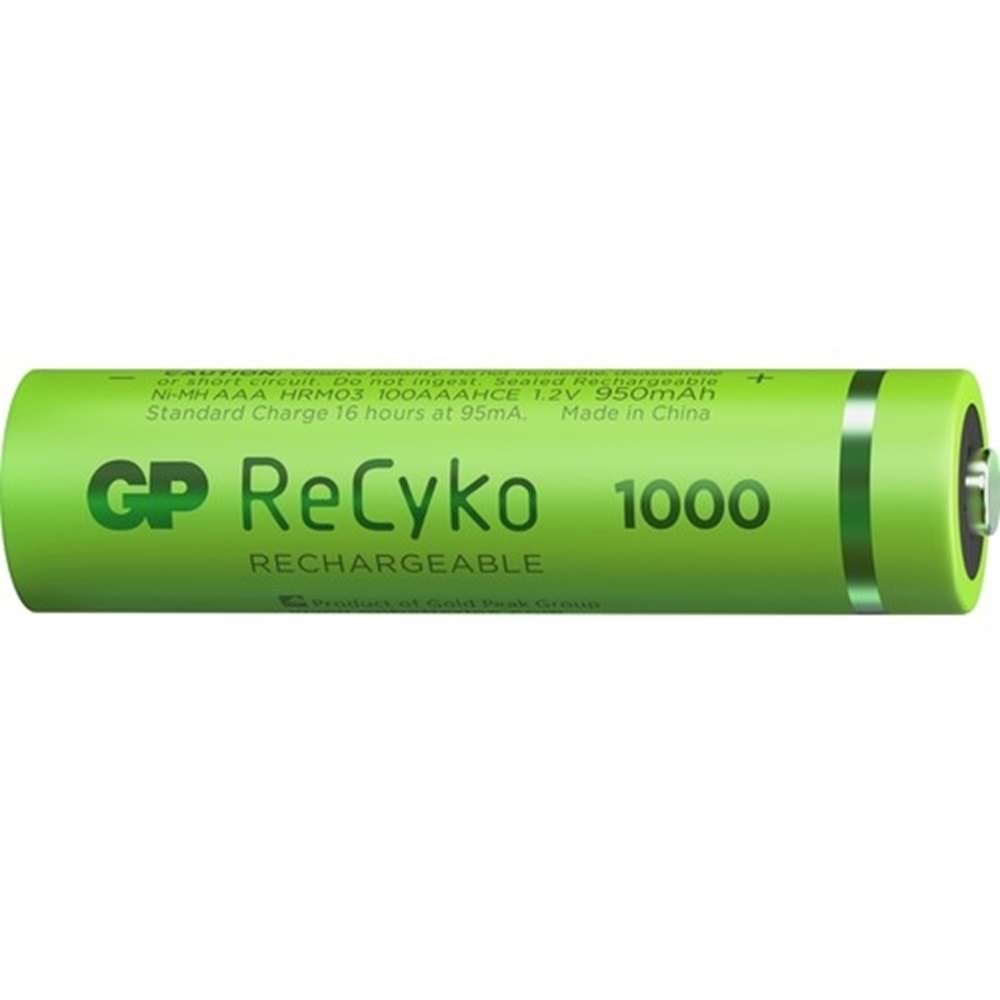 GP 4'lü ReCyko 1000 Serisi NiMH AAA İnce Kalem Boy Şarjlı Pil (GP100AAAHCEMTR-2GBE4)
