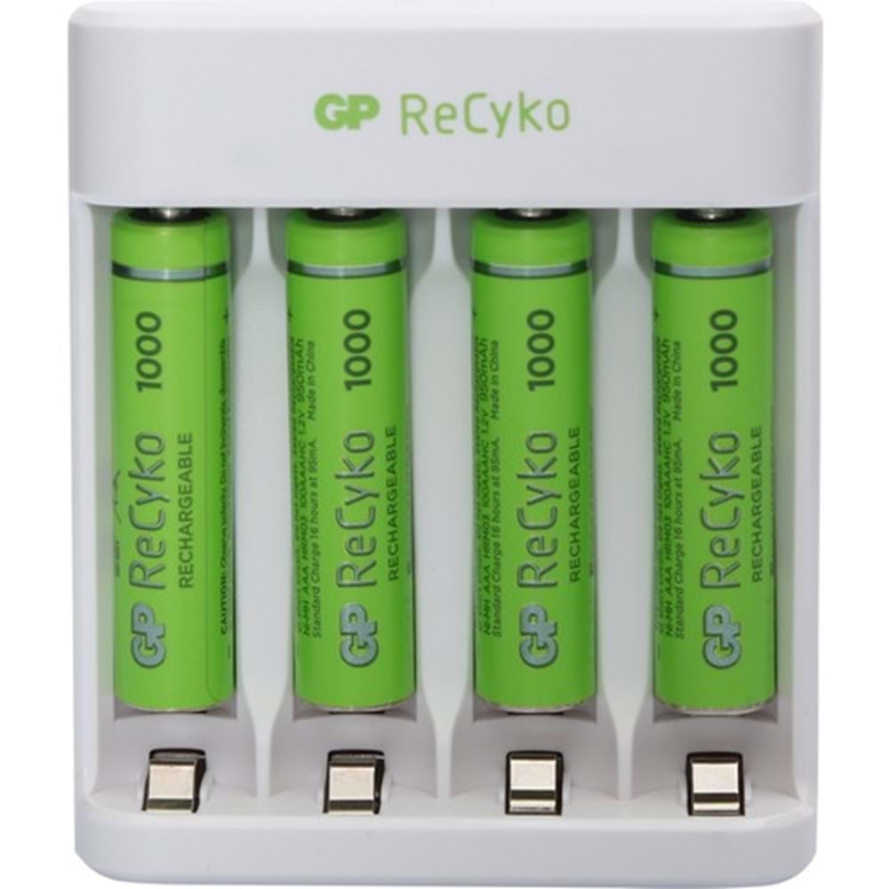 Gp Recyko E411 USB Aa-Aaa Şarj Cihazı Gp Recyko 1000 Serisi Aaa Ince Pil 4'lü