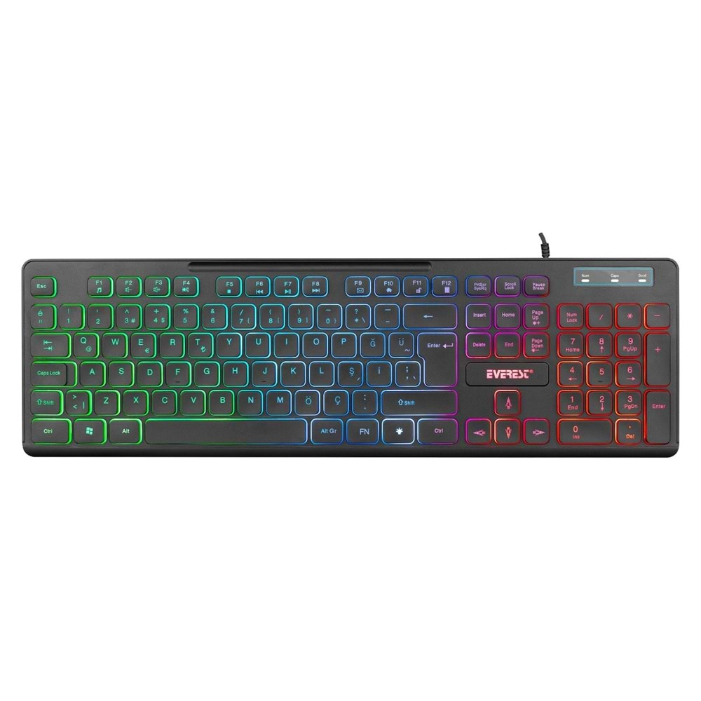 Everest KB-120 Sleek Siyah USB Gökkuşağı Aydınlatmalı Q Gaming Oyuncu Klavyesi