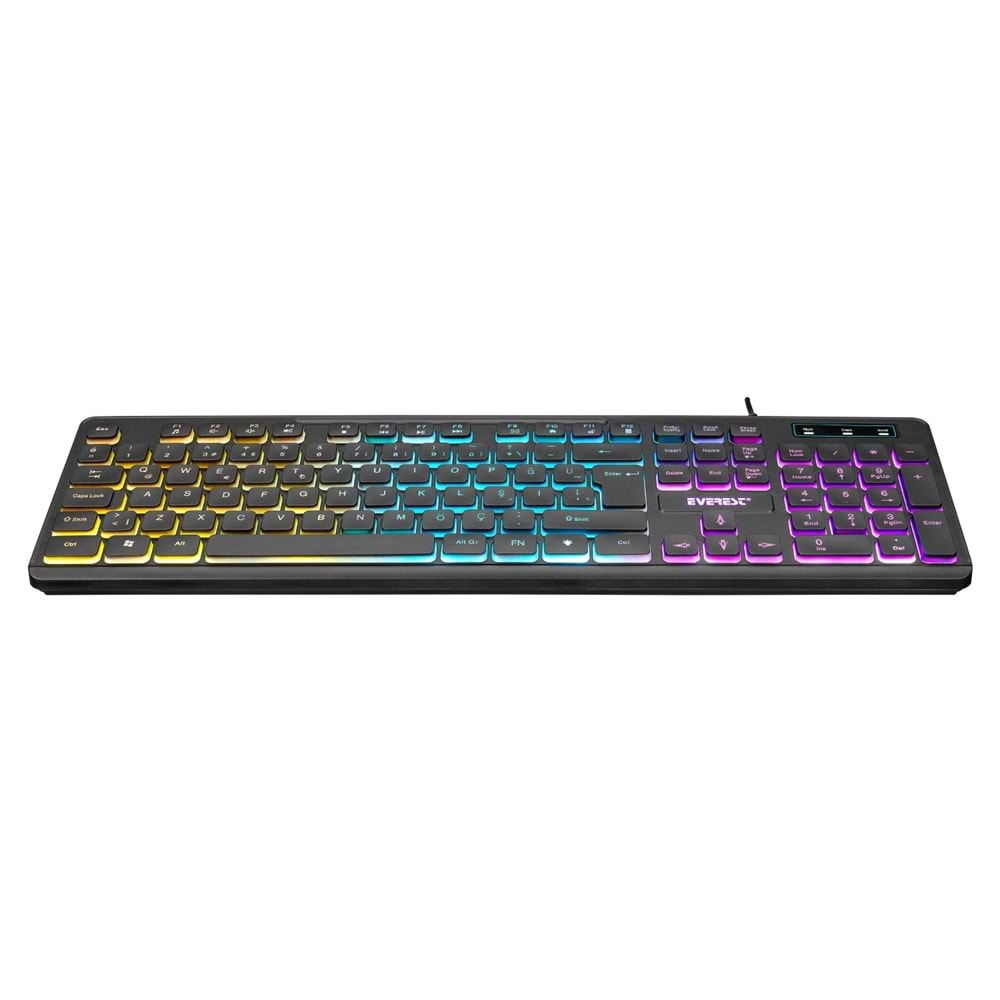 Everest KB-120 Sleek Siyah USB Gökkuşağı Aydınlatmalı Q Gaming Oyuncu Klavyesi