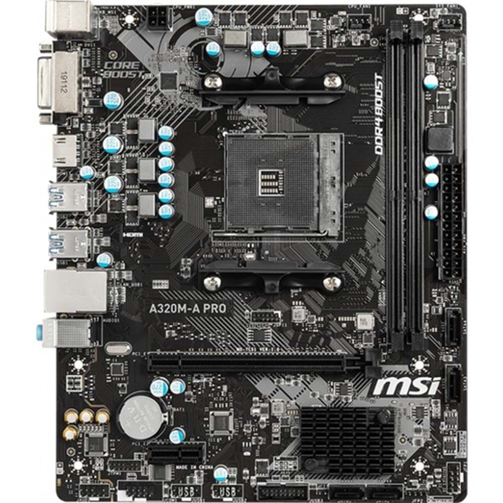 MSI A320M-A PRO AM4 DDR4 3200(OC) DVI HDMI USB3.2 mATX Anakart