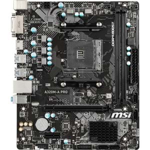 MSI A320M-A PRO AM4 DDR4 3200(OC) DVI HDMI USB3.2 mATX Anakart