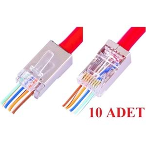 Yeni Nesil Delikli Metal Rj45 Jack İnternet Cat Kablo Ucu (10 Adet) 4388