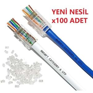 Yeni Nesil Delikli Cat6 Ez Rj45 Konnektör Utp Jack (100 Adet) 4381