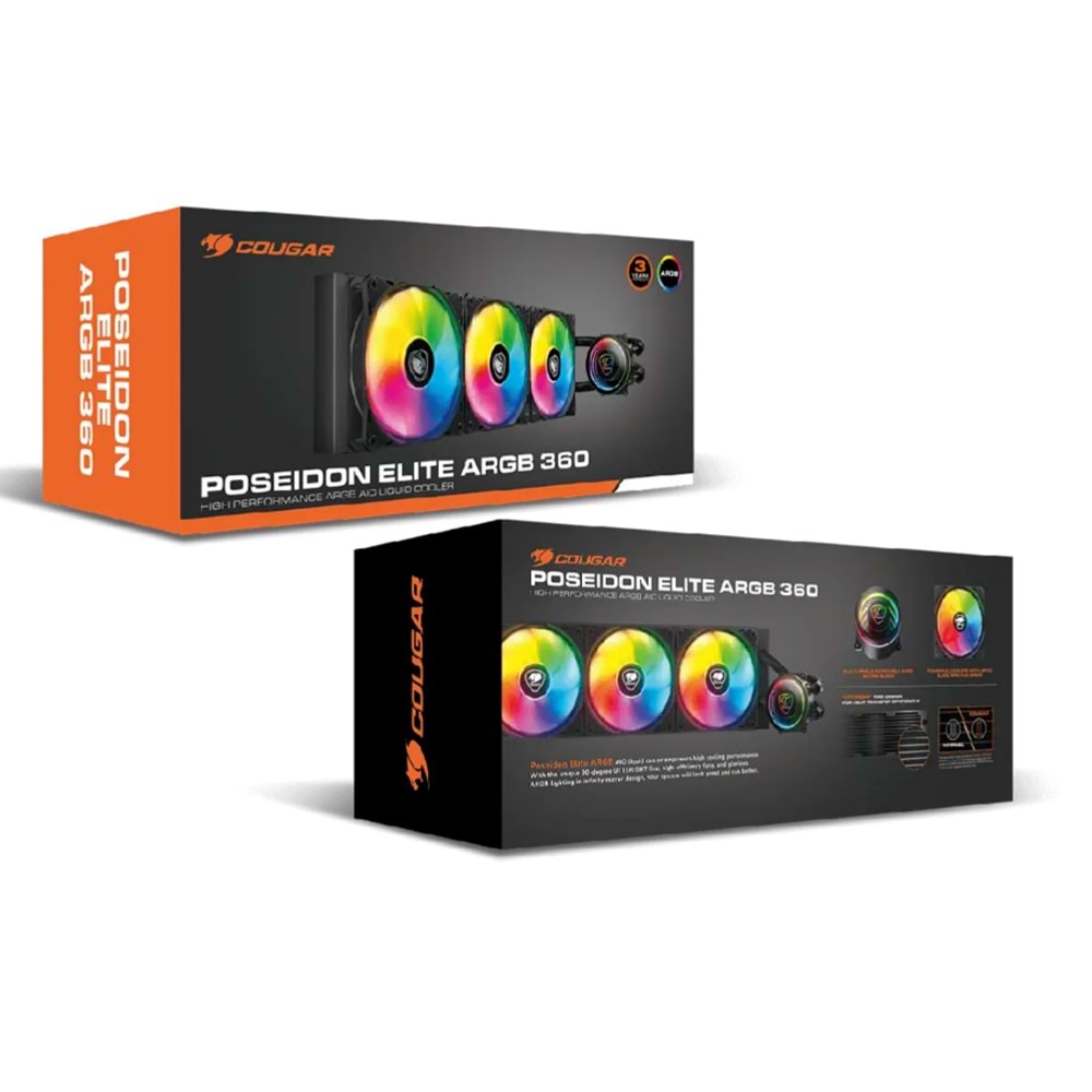 Cougar Poseidon Elite 360 ARGB CGR-PSDELRGB-B-360 360mm Siyah İşlemci Sıvı Soğutucu