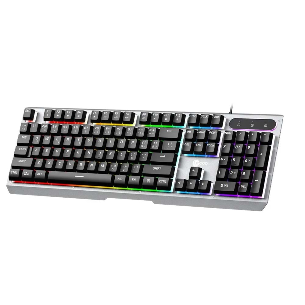 Lenovo Lecoo KB121 Rainbow Mekanik Hisli Membran Türkçe Q Gri Gaming (Oyuncu) Klavye