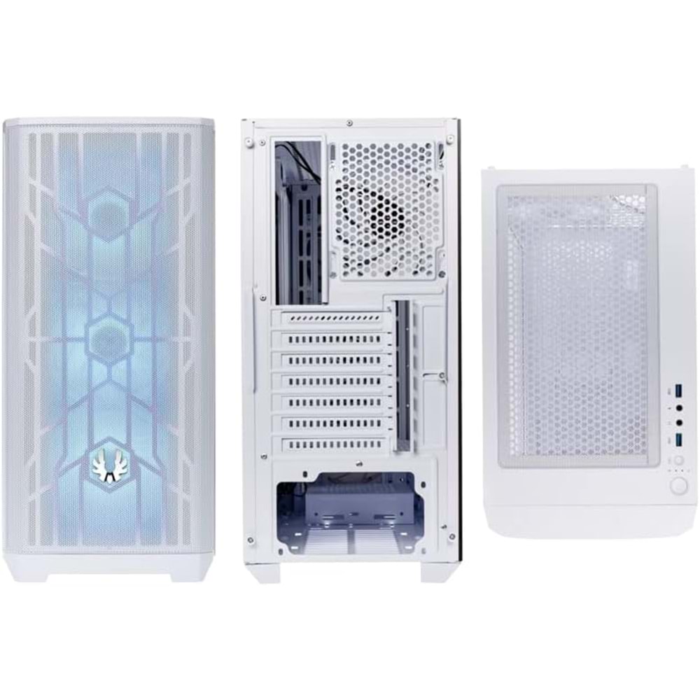 BITFENIX Nova Mesh SE TG PC kasası, oyun bilgisayarı kulesi, 4 takılmış ARGB fanı, ARGB denetleyici, ağ ön, sertleştirilmiş cam, mükemmel kablo yönetimi, beyaz
