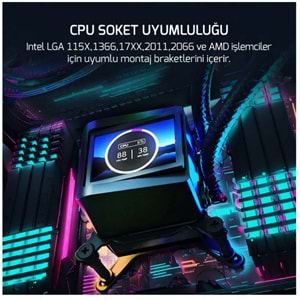 Gamepower Skadi Elite LCD 240 ARGB 240mm Sıvı İşlemci Soğutucu AM5 ve LGA1700 Uyumlu