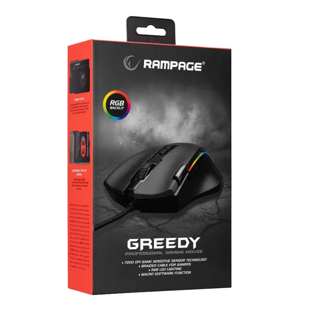 Rampage SMX-G72 GREEDY RGB Gaming (Oyuncu) Mouse